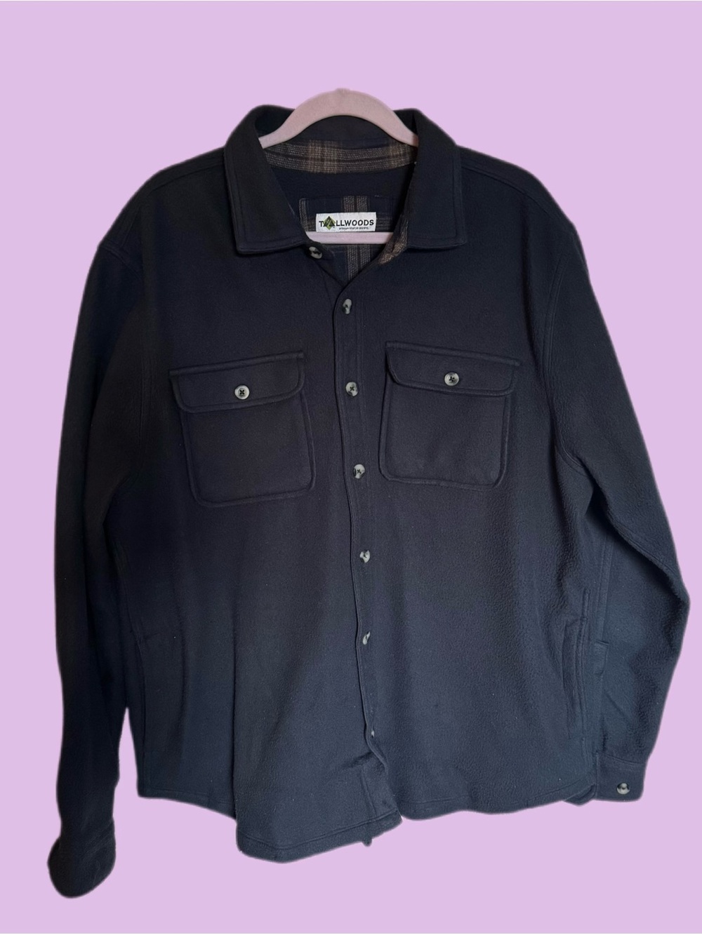 Tallwoods Men’s Navy Blue Lightweight Shirt Jacket with Chest Pockets